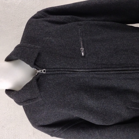 J. Crew 100% Wool Black Pointed Collar Long Sleeve Full Zipper Front Dress Coat - Picture 3 of 14